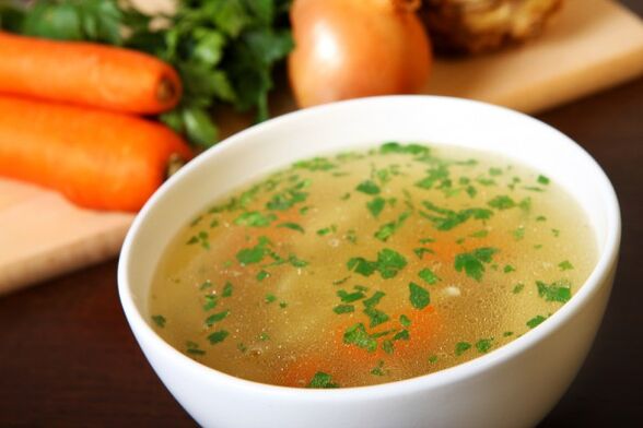 Soup with meat broth is a delicious dish on the menu of the consumption diet