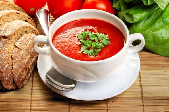 The diet menu can be varied with tomato soup