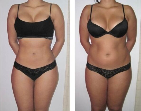 Transformation of a woman's figure after an alcohol consumption diet